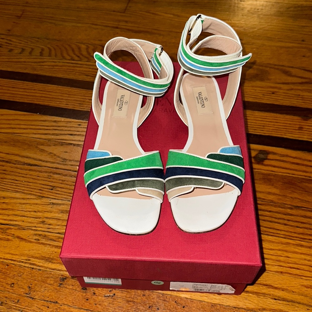 Valentino Garavani multi colour blue/green strap sandals US women’s 7